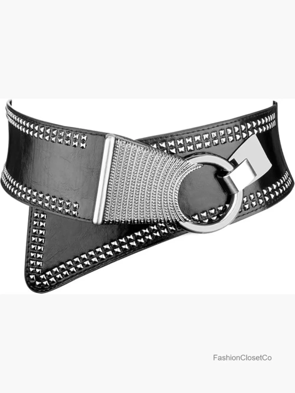 Studded Elastic Wide Punk Chunky Waist Belt for Dresses Retro 80s